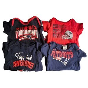 New England Patriots Baby Bodysuit Outfit Set 4 Pc NFL Team Apparel 6-12 Months